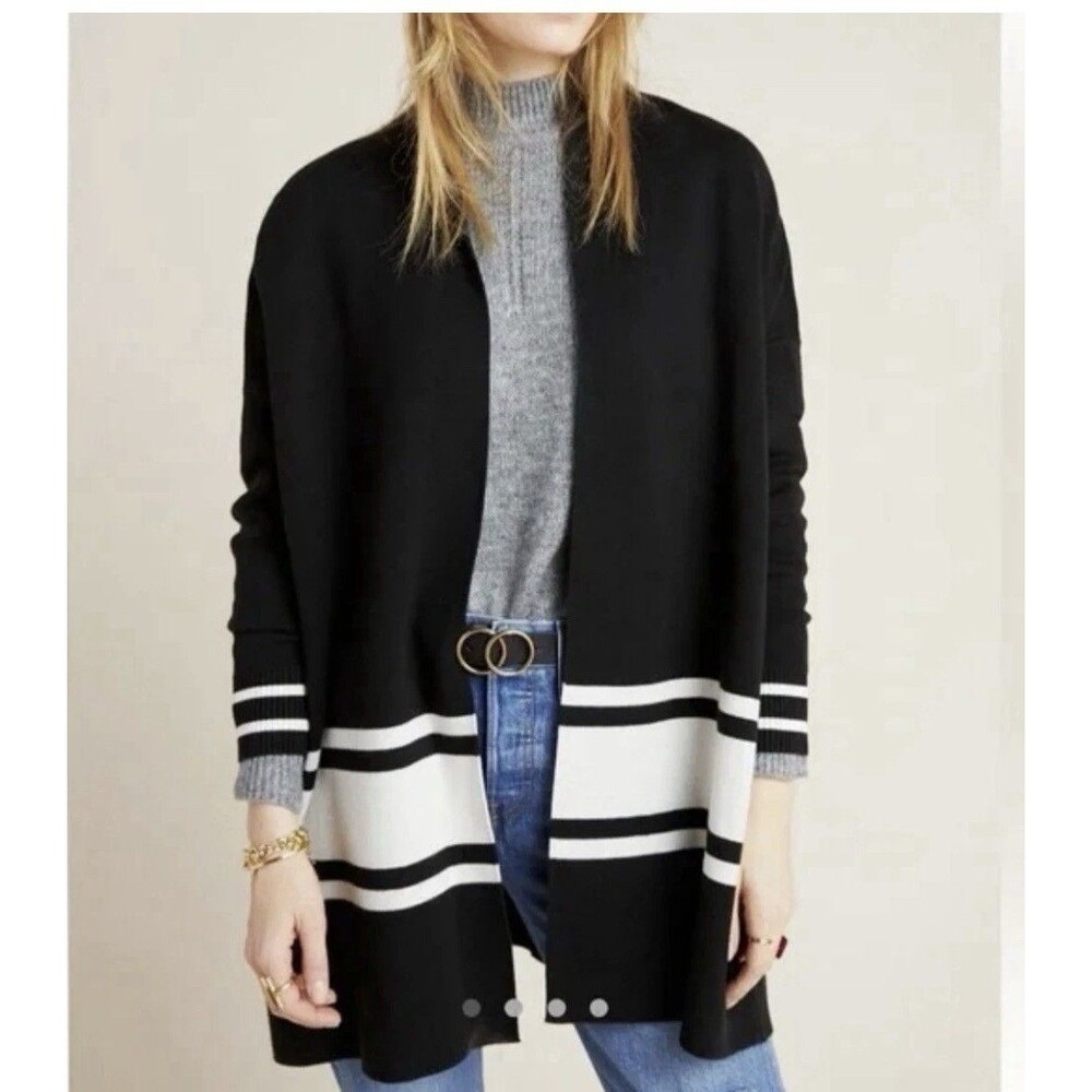 Anthropologie Pippa Black Colorblocked Cardigan by NVLT Womens XS Oversized